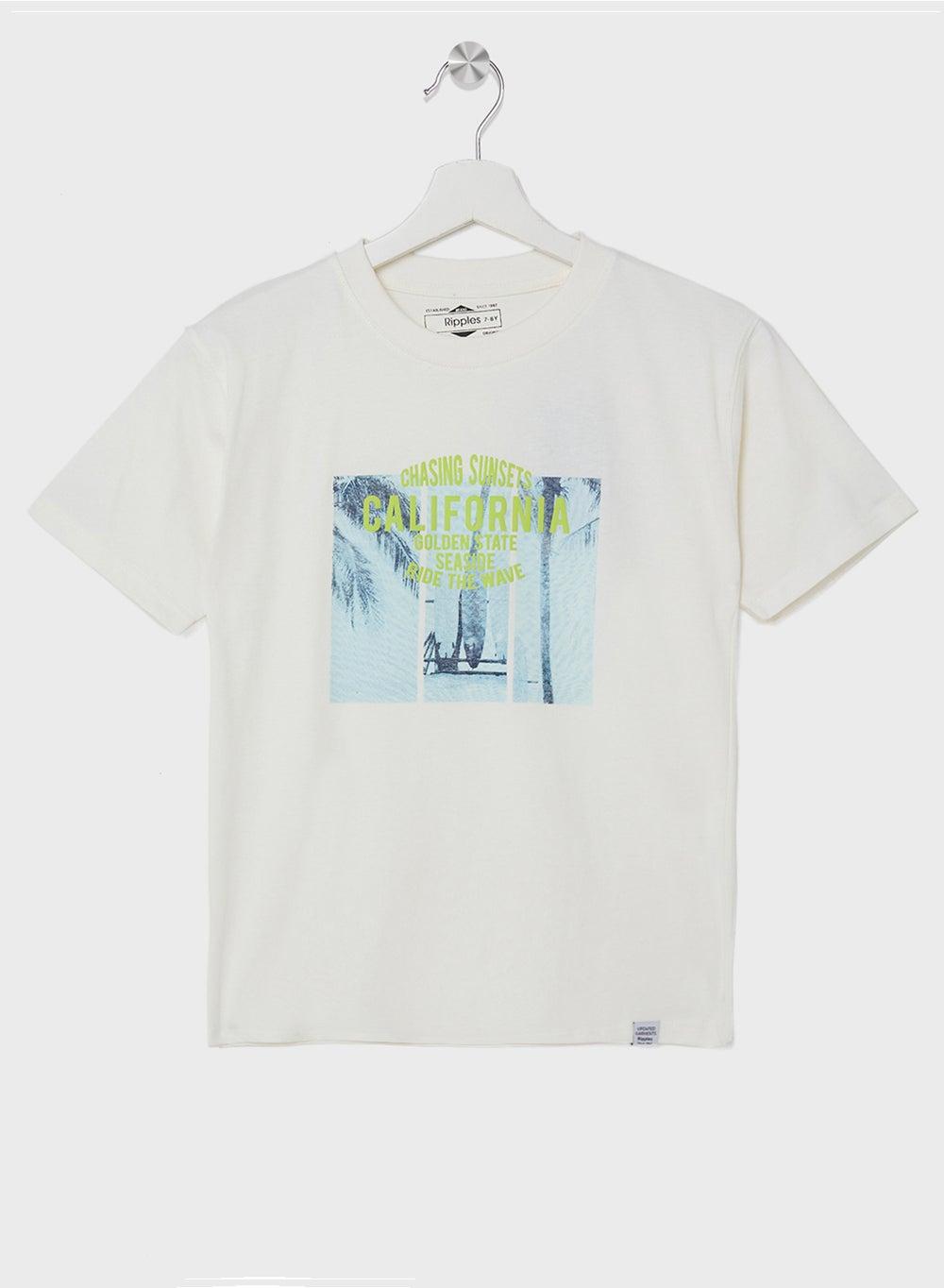 Boys Graphic Drop Shoulder Cotton T-Shirt - Image 1