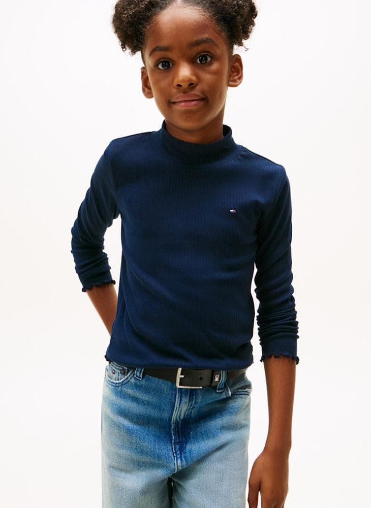Girls Blue Essentials Crew Neck T-Shirt Kg0Kg08802C1G - Image 1