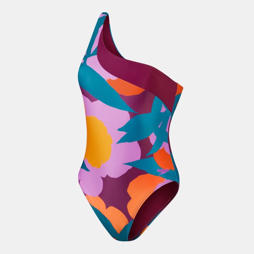 Speedo Green Asymmetric Printed Women's Swimsuit - Image 1