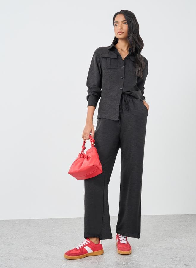 Black Front Pocket Shirt & Pants Co-Ord Set - Image 1