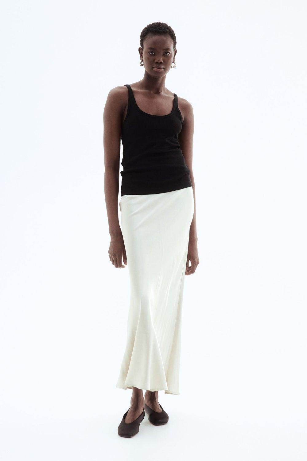 Black Ribbed Scoop Neck Fitted Vest Top - Image 1