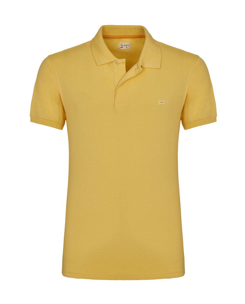 Yellow Cotton Basic Polo Shirt - Image 1