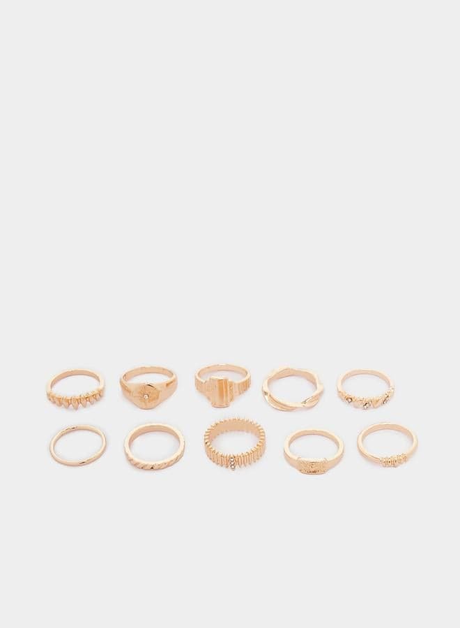 Set of 10 Textured Rings 7009738612 - Image 1