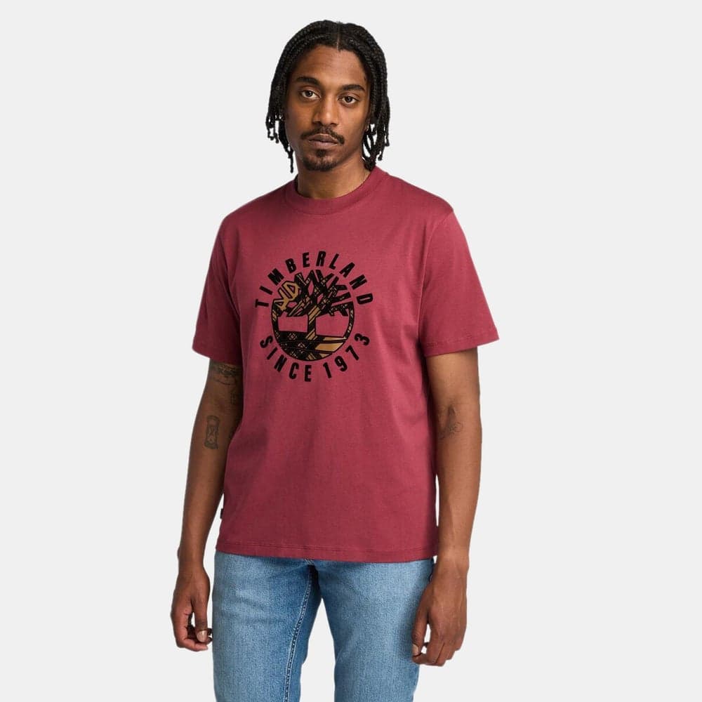 Timberland Men's Red Holiday Graphic Cotton T-Shirt - Image 1