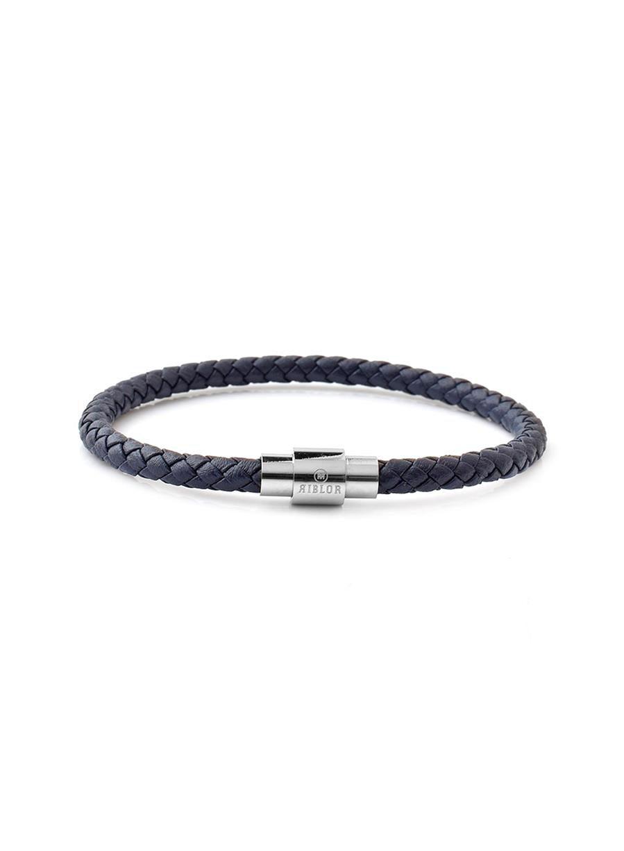 Vittorio Navy Blue Braided Leather Bracelet Rlbr Vonb - Image 1