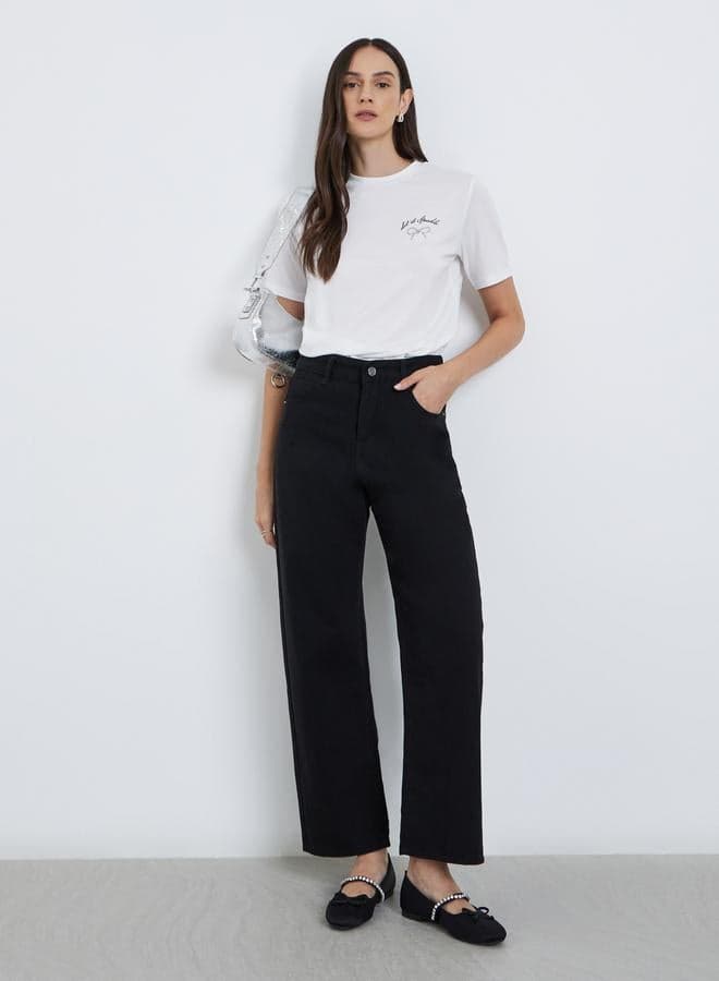 Styli High Rise Wide Leg Black Jeans - Image 1