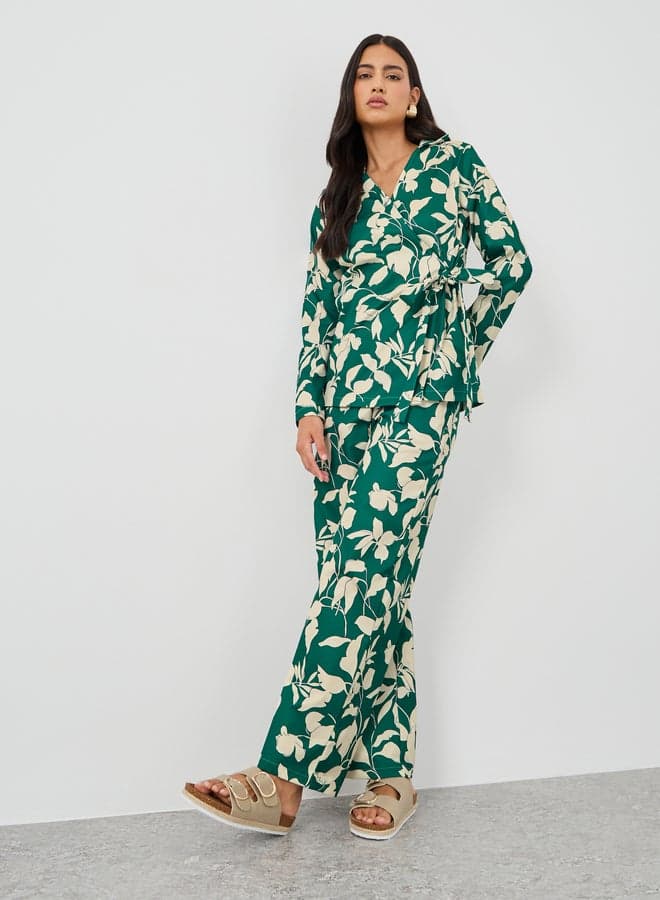 Multicolour Printed Tie-Up Shirt & Pants Co-Ord Set - Image 1