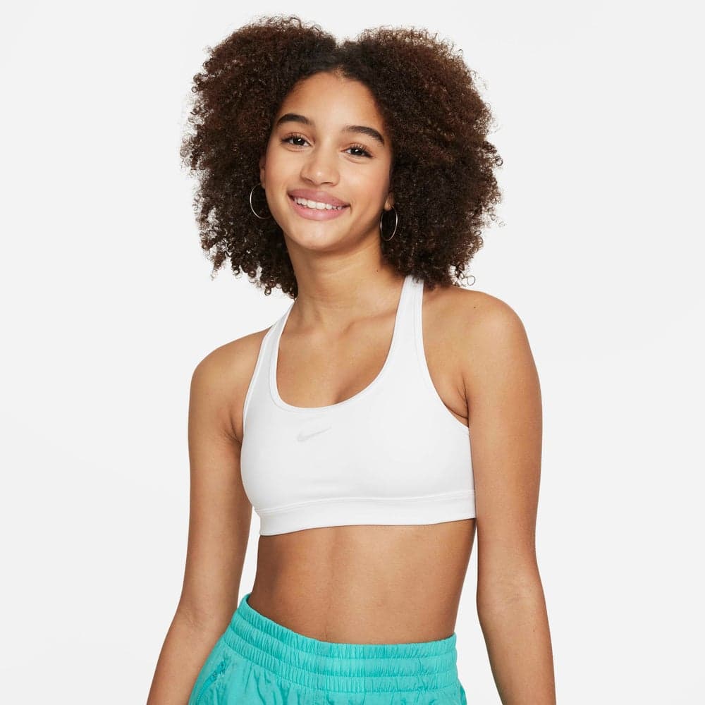 Nike Swoosh Kids Medium-Support Sports Bra White - Image 1
