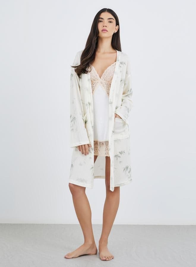 Tropical Floral Tie-Side Robe - Image 1