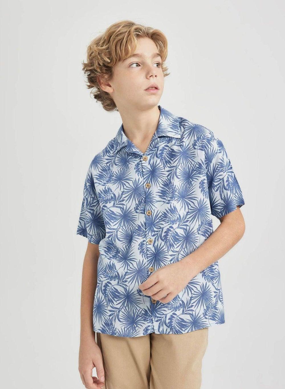 B7485A8 Boys Blue Oversize Polo Shirt - Image 1