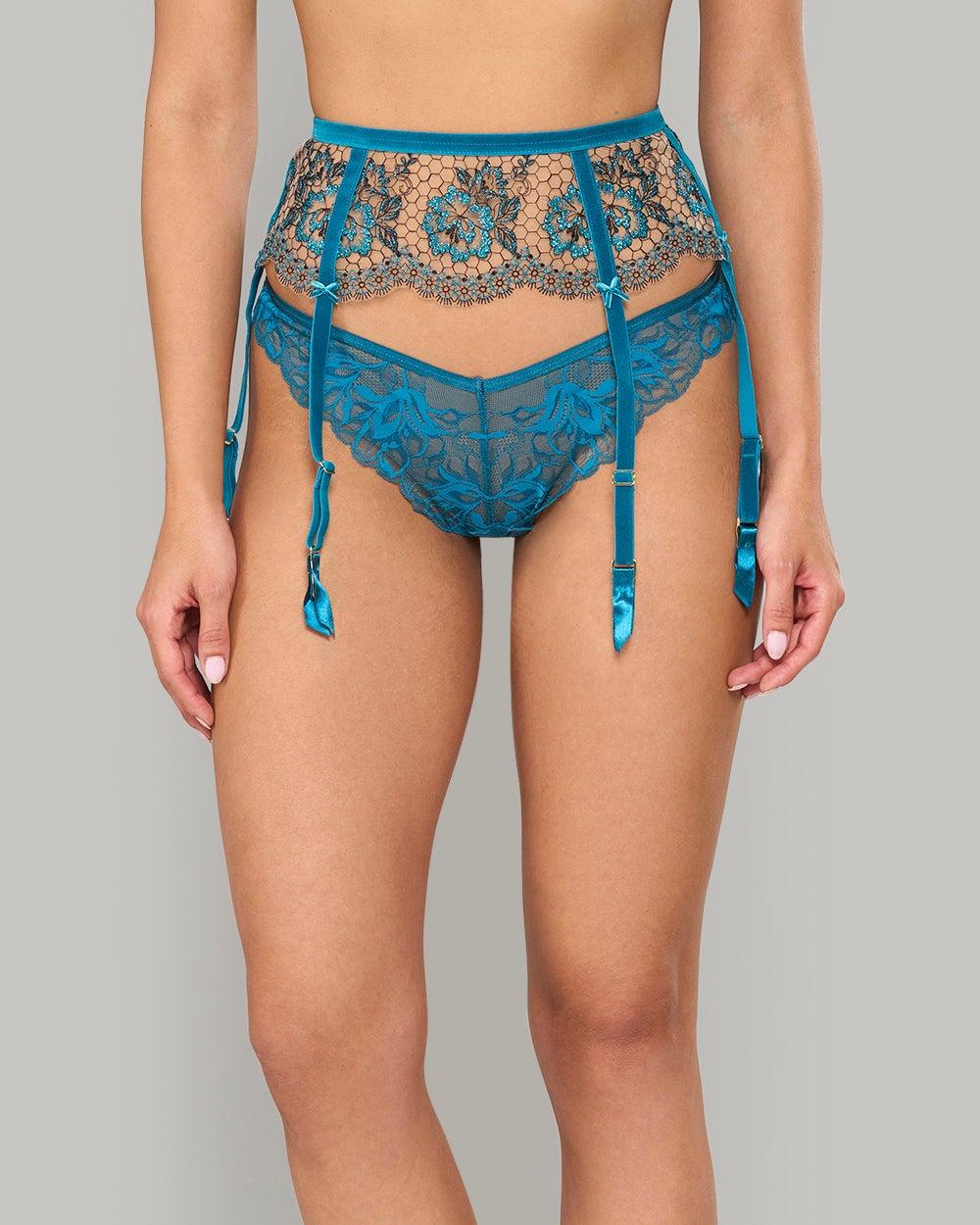 Evelina Lurex Suspender in Emerald Green - Image 1