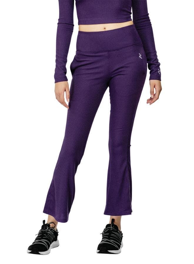 Ribbed High-Rise Bootcut Pants Purple - Image 1