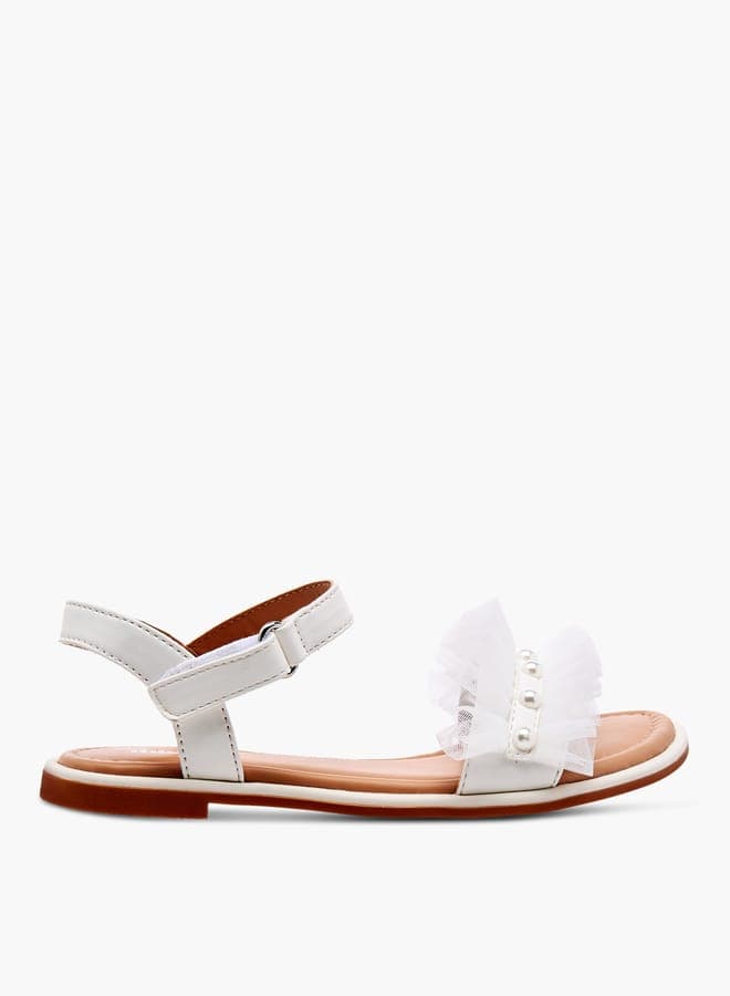 Girls White Ruffle Strap Sandals 1795F17721 - Image 1
