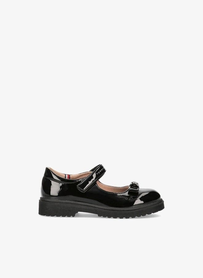 Black Patent Bow Ballerinas T3A3 32580 Girls - Image 1