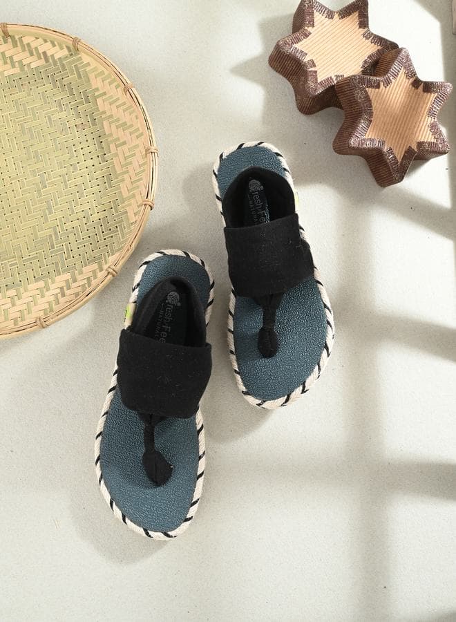 Black T-Strap Slingback Flats 7008332101 - Image 1