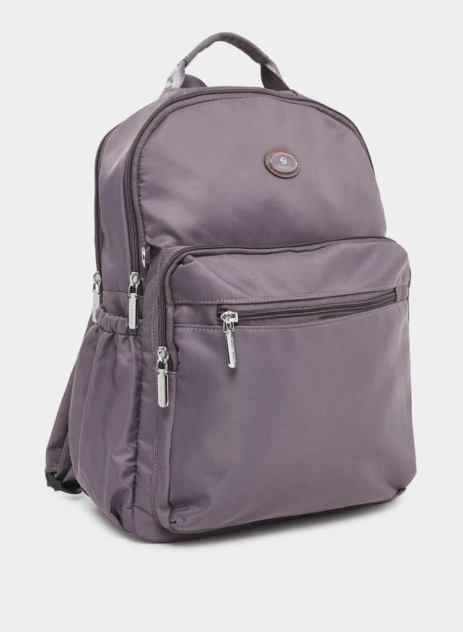Styli Purple Patch Detail Nylon Backpack with Pockets - Image 1