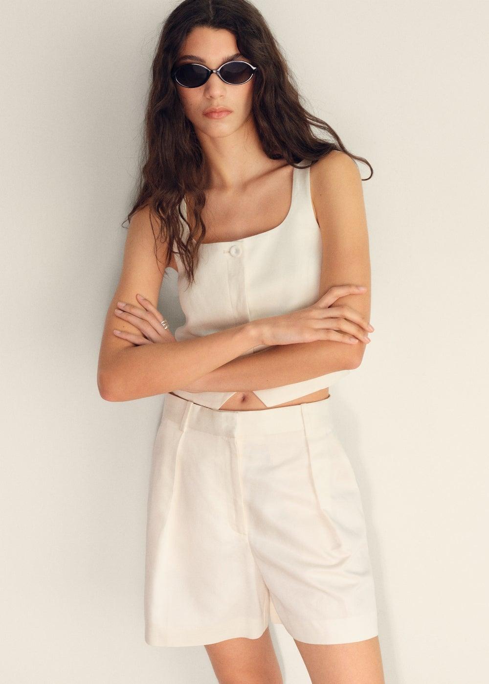 Linen-Blend Tailored Waistcoat in Blanco - Image 1