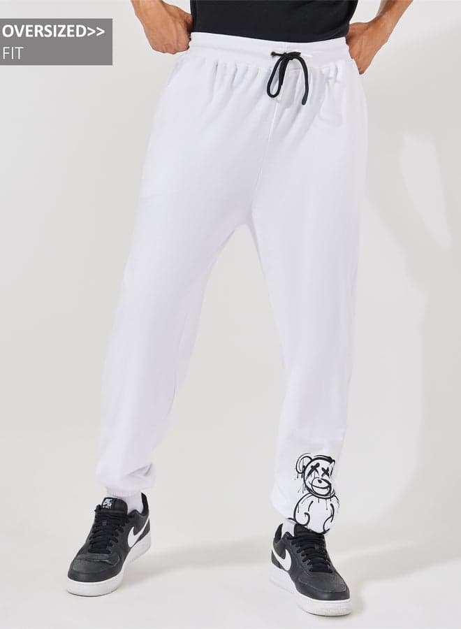 Styli Teddy Print Oversized Jogger 7008395536 White - Image 1