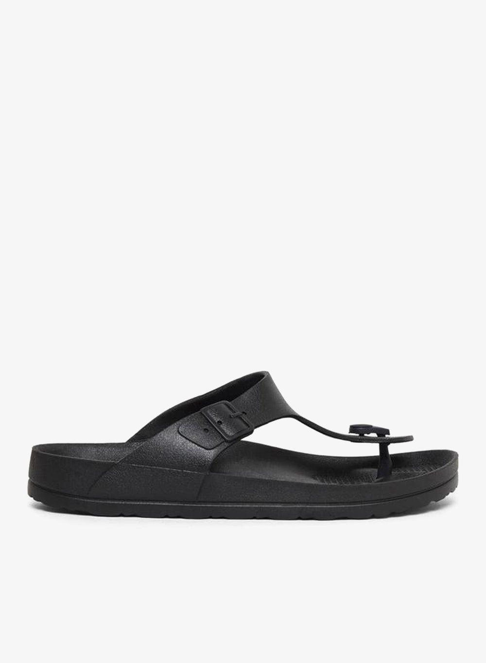 Styli Men’s Black Toe-Grip Buckle Sandals - Image 1