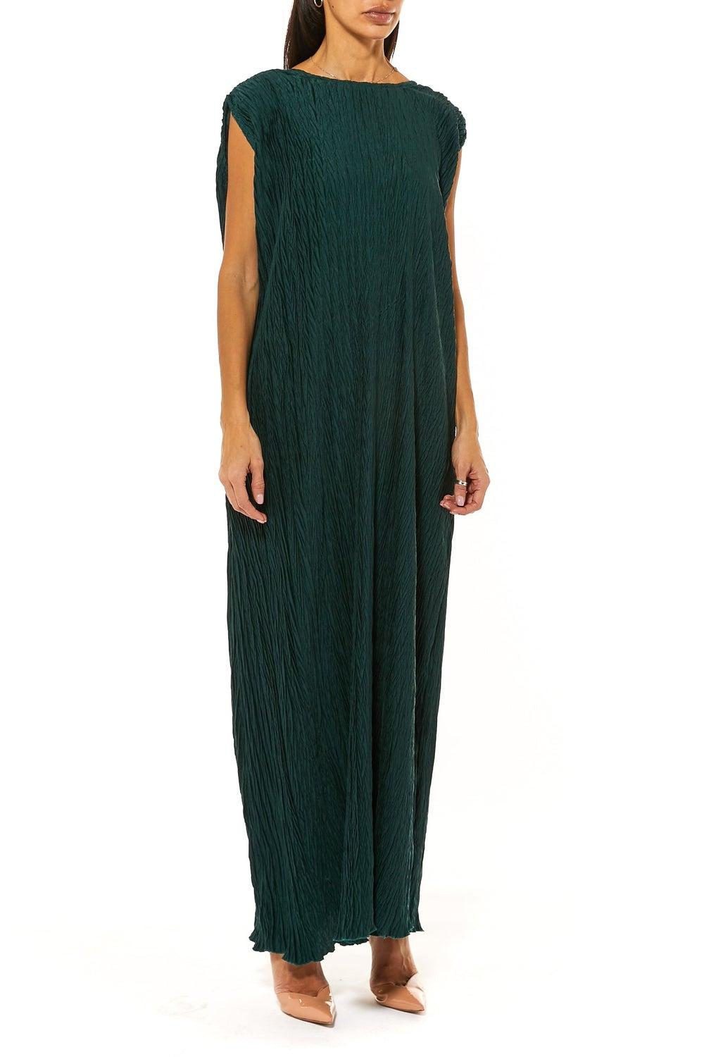 Crushed Harir Maqsood Green Maxi Dress - Image 1