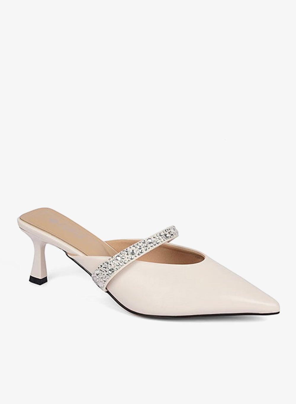 Embellished Pointed-Toe Kitten Heel Mules for Women - Image 1