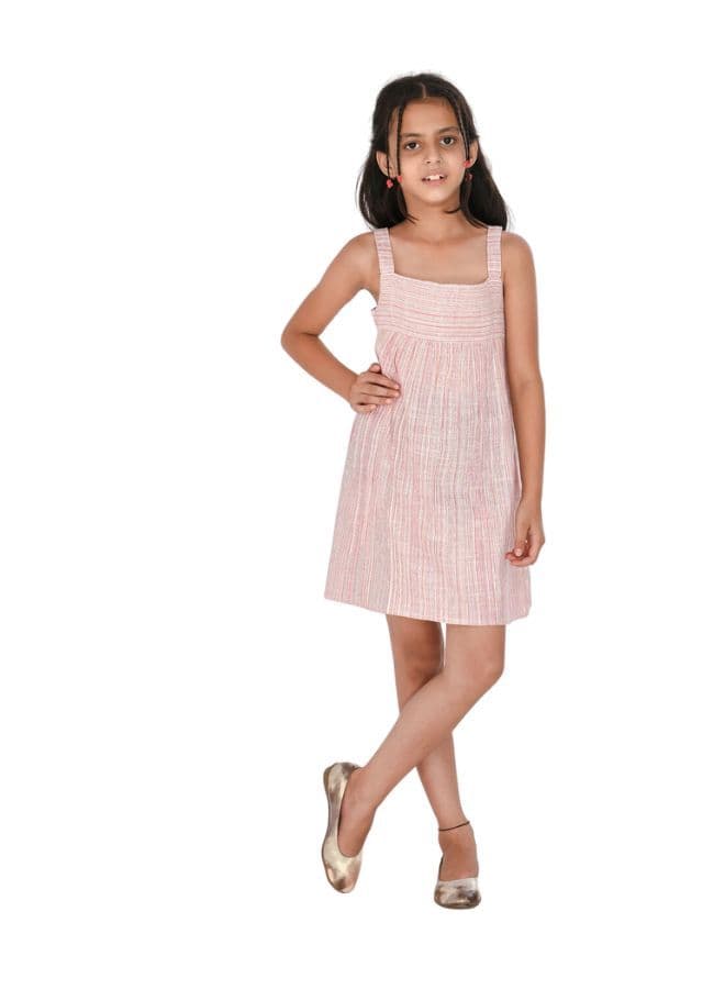 Petite Pink Striped A-Line Summer Dress - Image 1