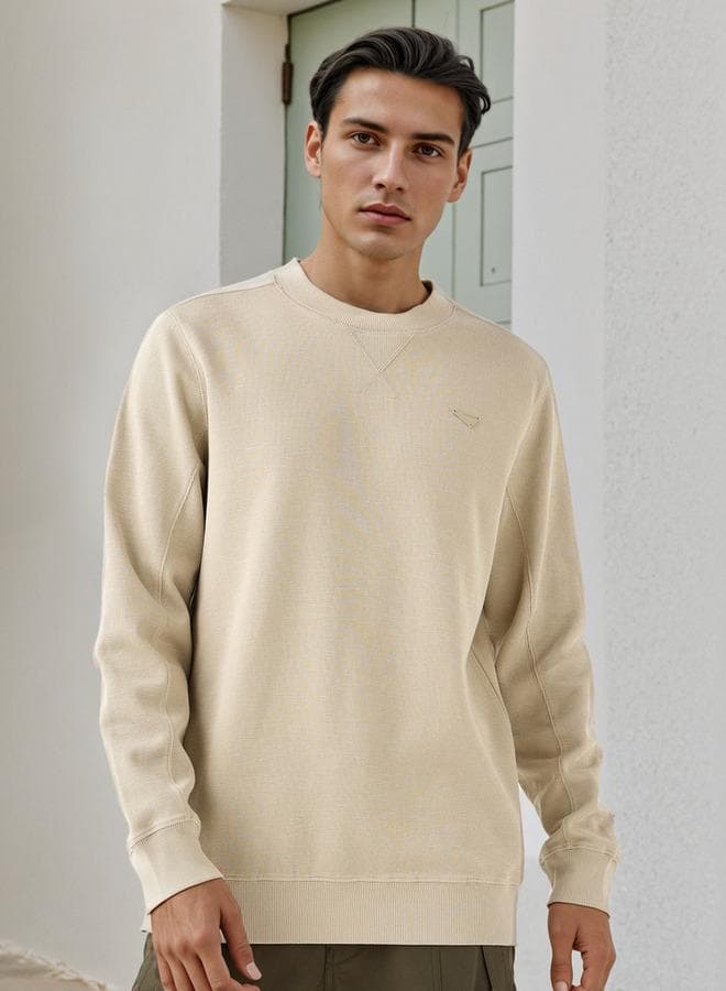 Lee Cooper Beige Textured Cotton Sweatshirt - Image 1