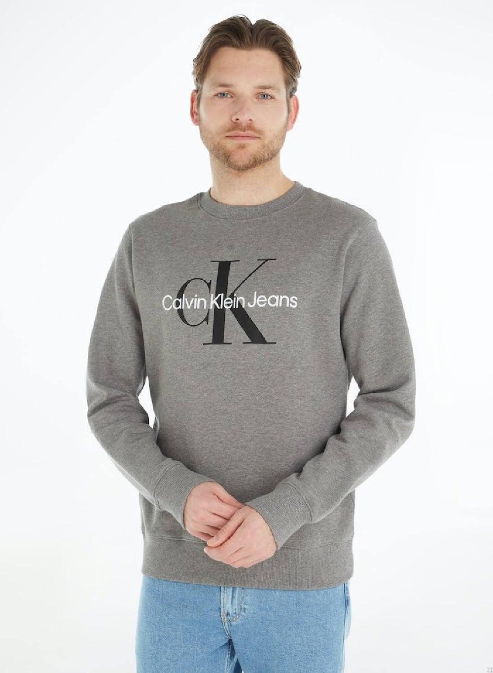 Calvin Klein Core Monologo Grey Cotton Sweatshirt - Image 1