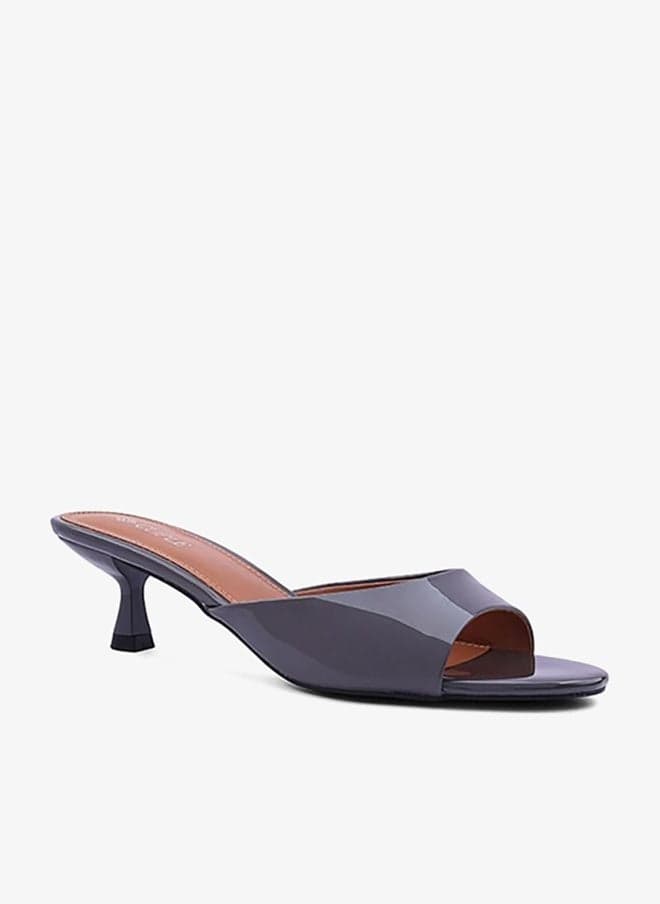 Dark Grey Chic Heel Mule Slippers for Women - Image 1