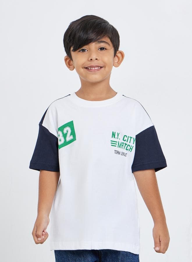 Boys Multi Color Block Oversized Cotton T-Shirt - Image 1