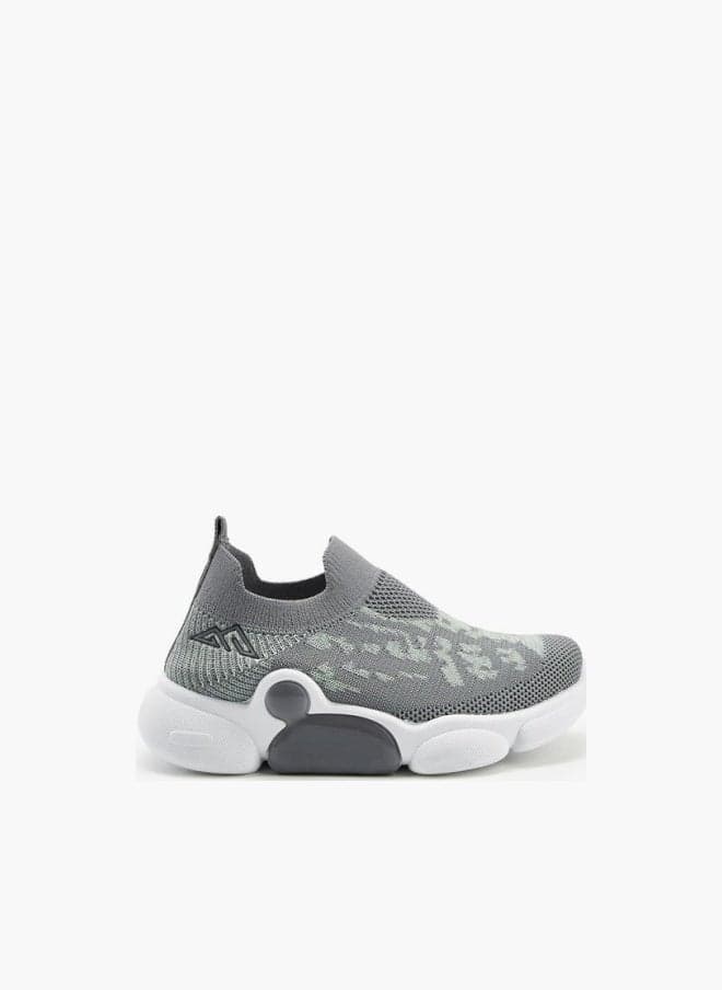 Boys Grey Knit Slip-On Sneakers STK03 BJ - Image 1