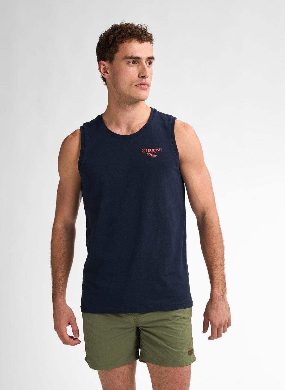 Men’s Navy R-Neck Logo Singlet 5178 - Image 1