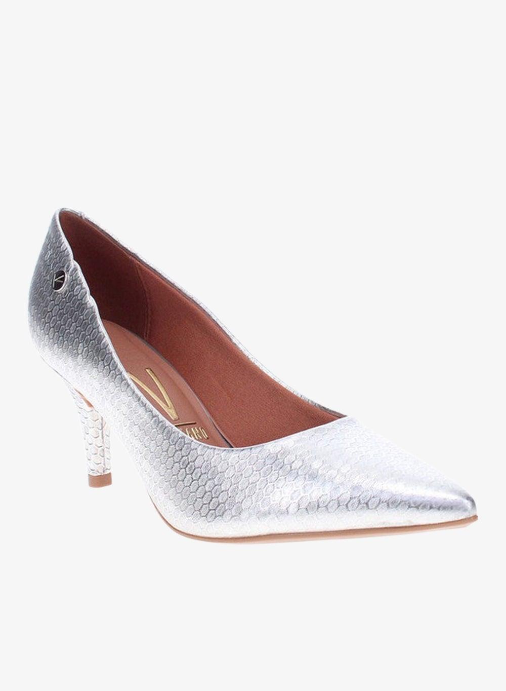 Silver Mid Heel Pumps for Women – Elegant Office Style - Image 1