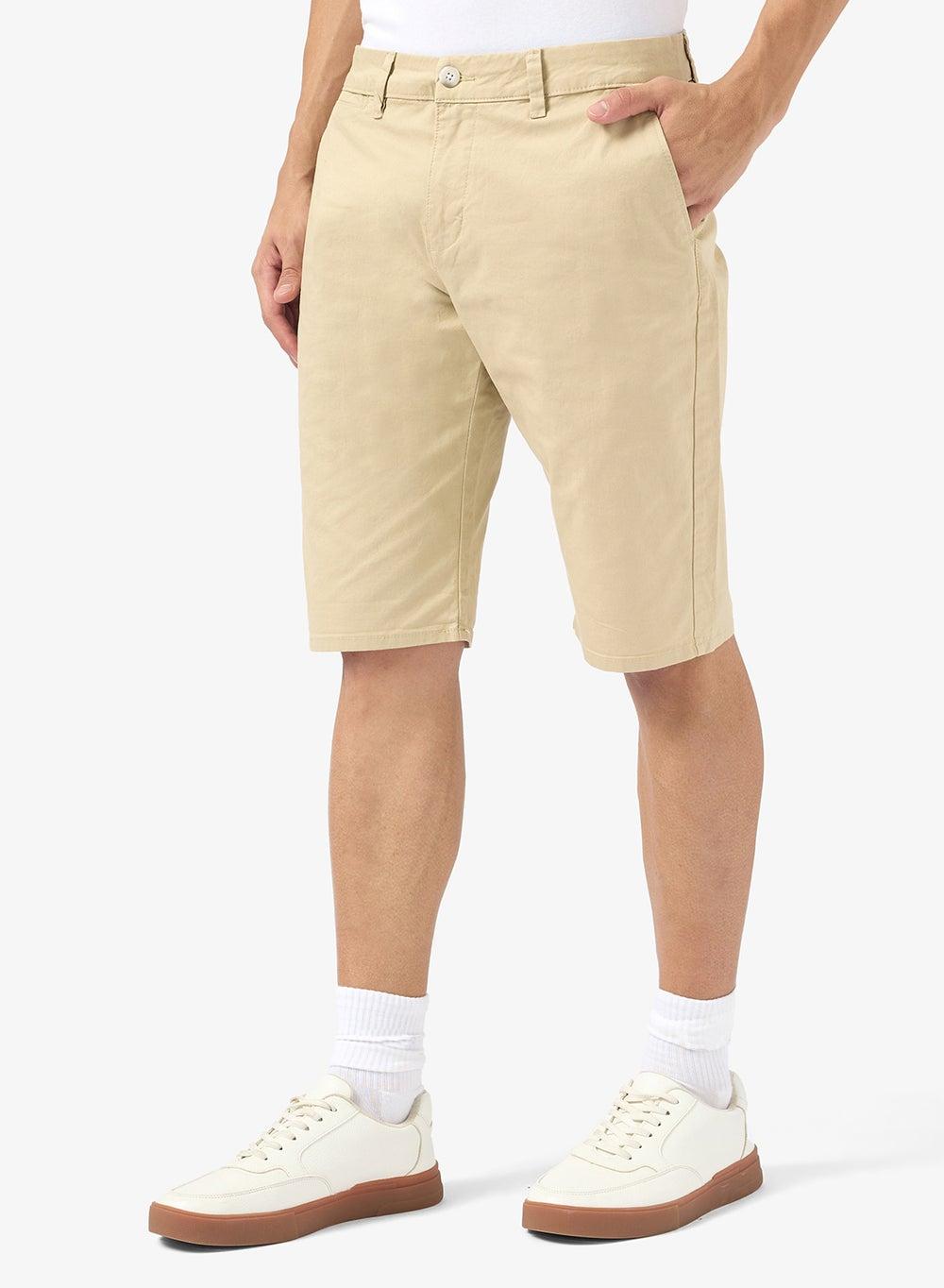 Men’s Beige Cotton Chino Shorts Classic Fit - Image 1