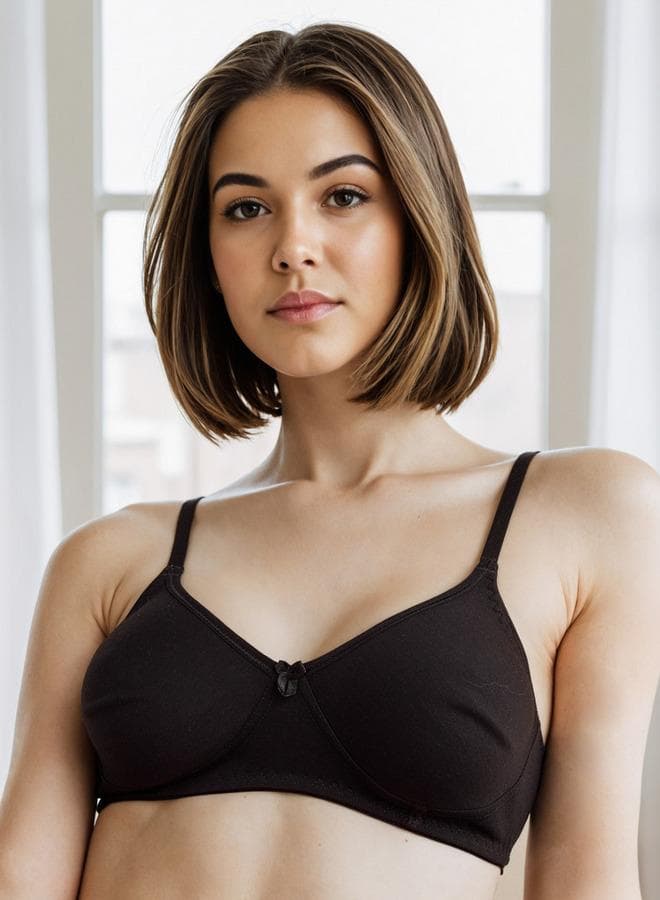 Black Cotton Non-Wired Comfort Bra - Image 1