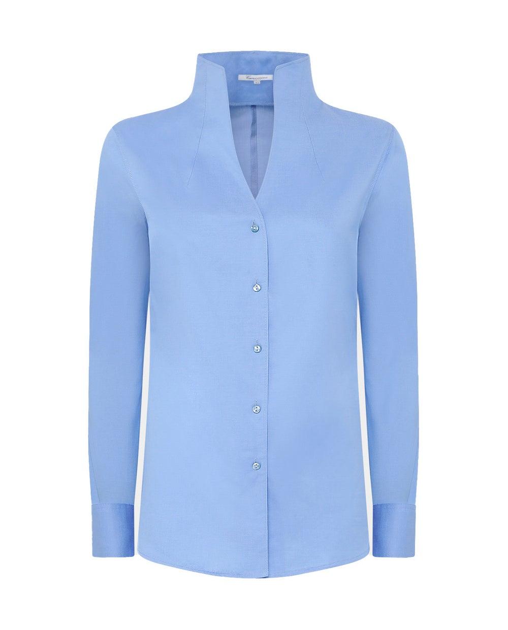 Light Blue Slim Fit Stretch Twill Shirt - Image 1