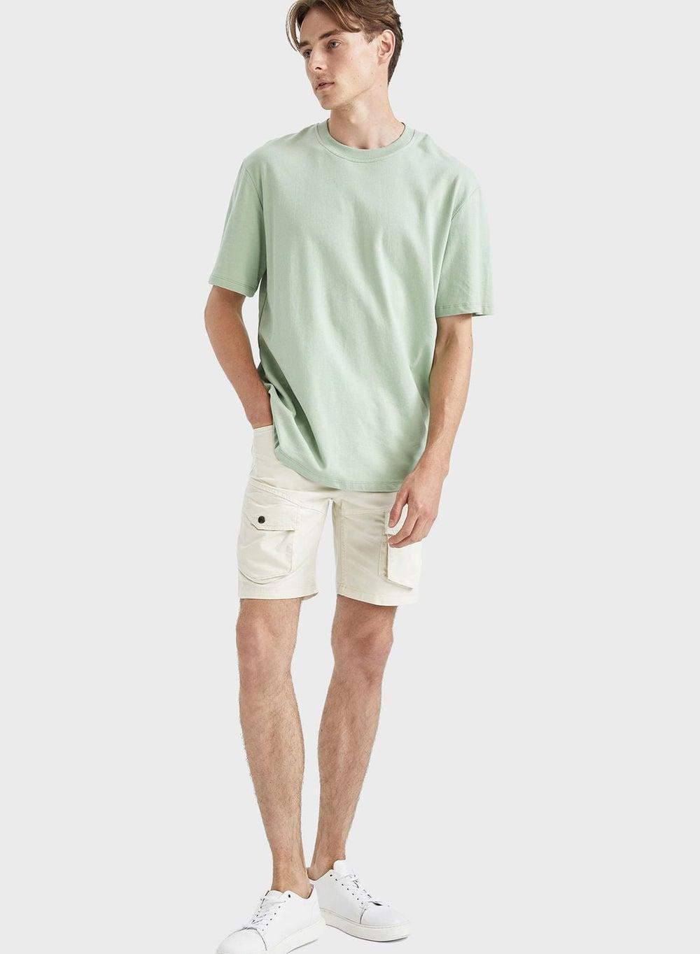 Defacto Essential Beige Cotton Blend Shorts Z7169Az - Image 1