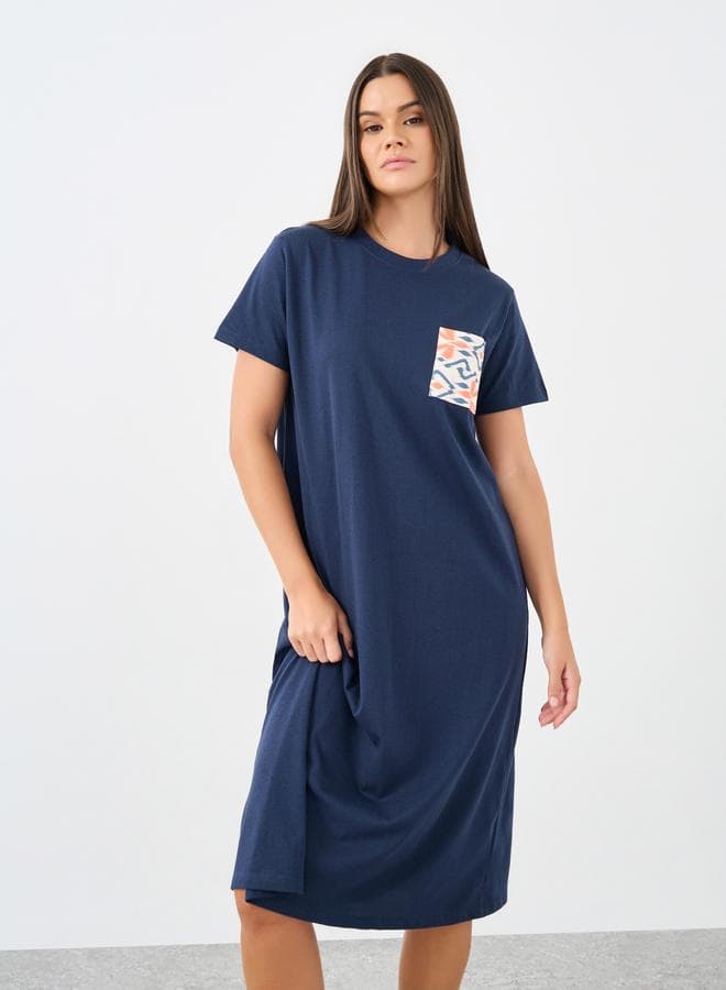 Styli Aztec Pocket Print Sleep T-Shirt Dress - Image 1
