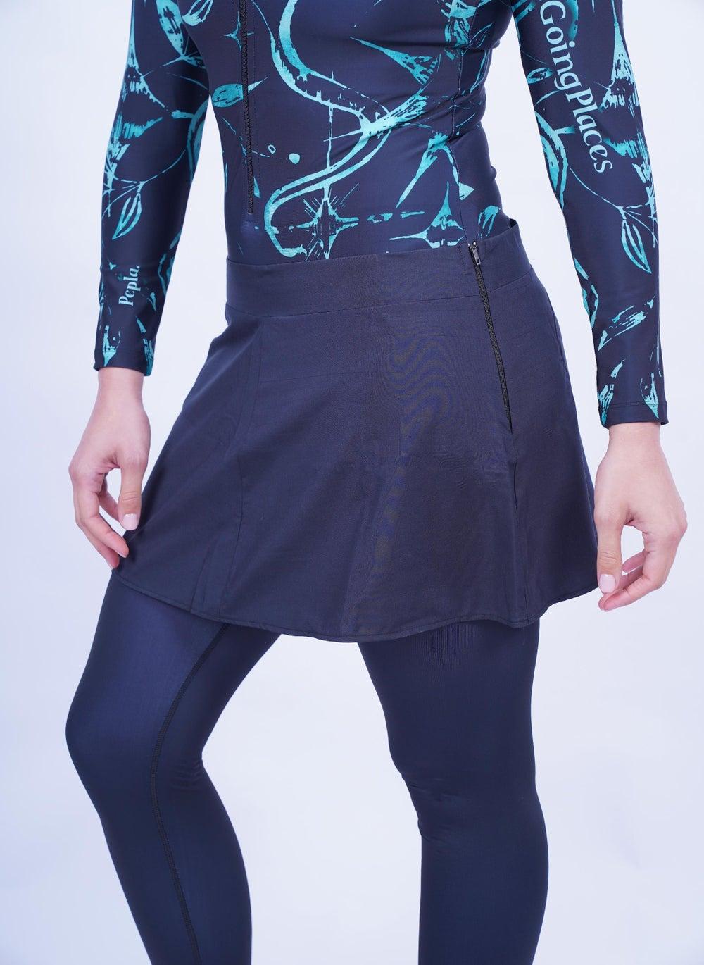 Black Board Flared Swim Skirt Low Rise Fit - Image 1
