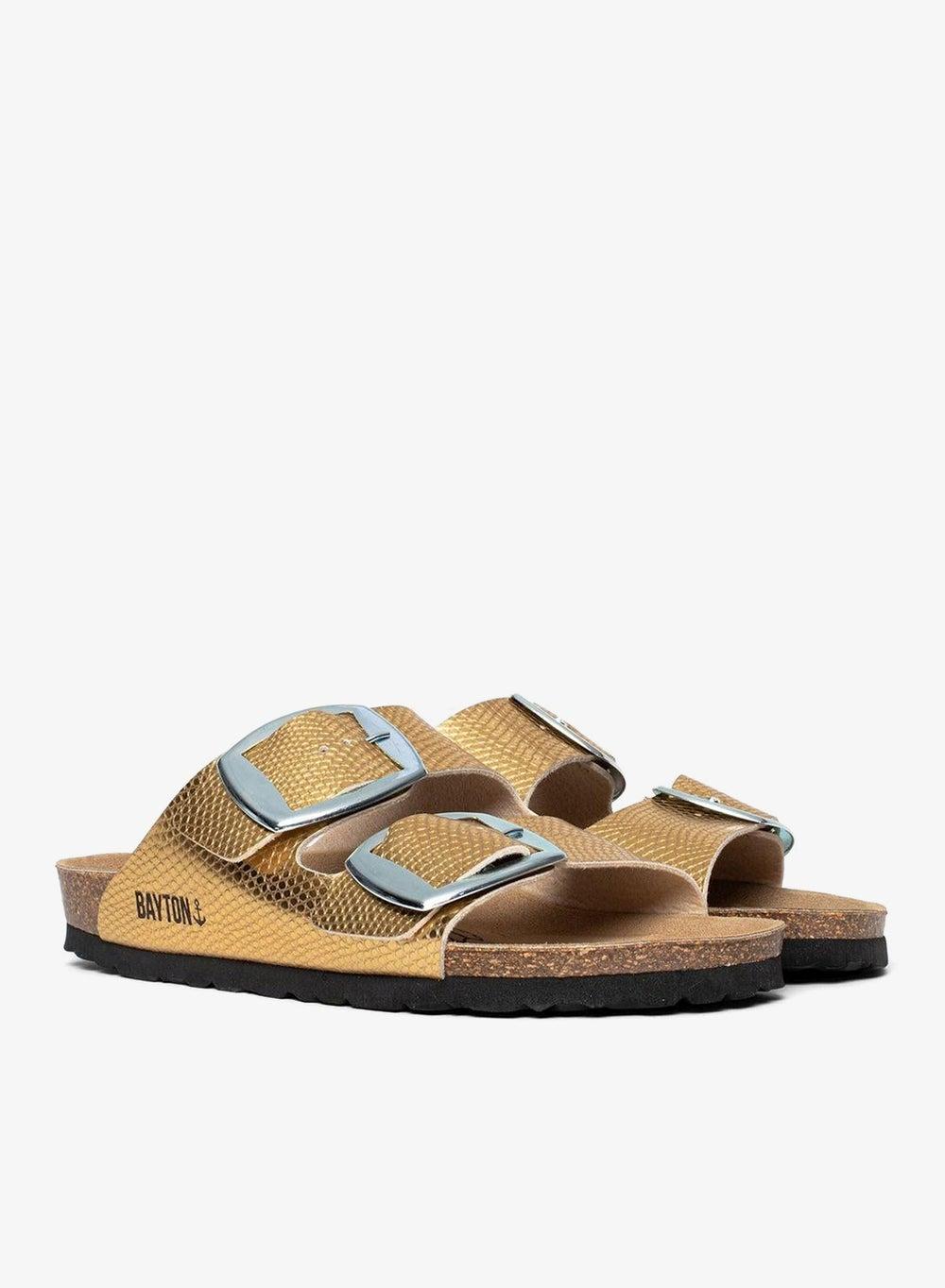 Ilithye Gold Cork Flat Sandals - Image 1