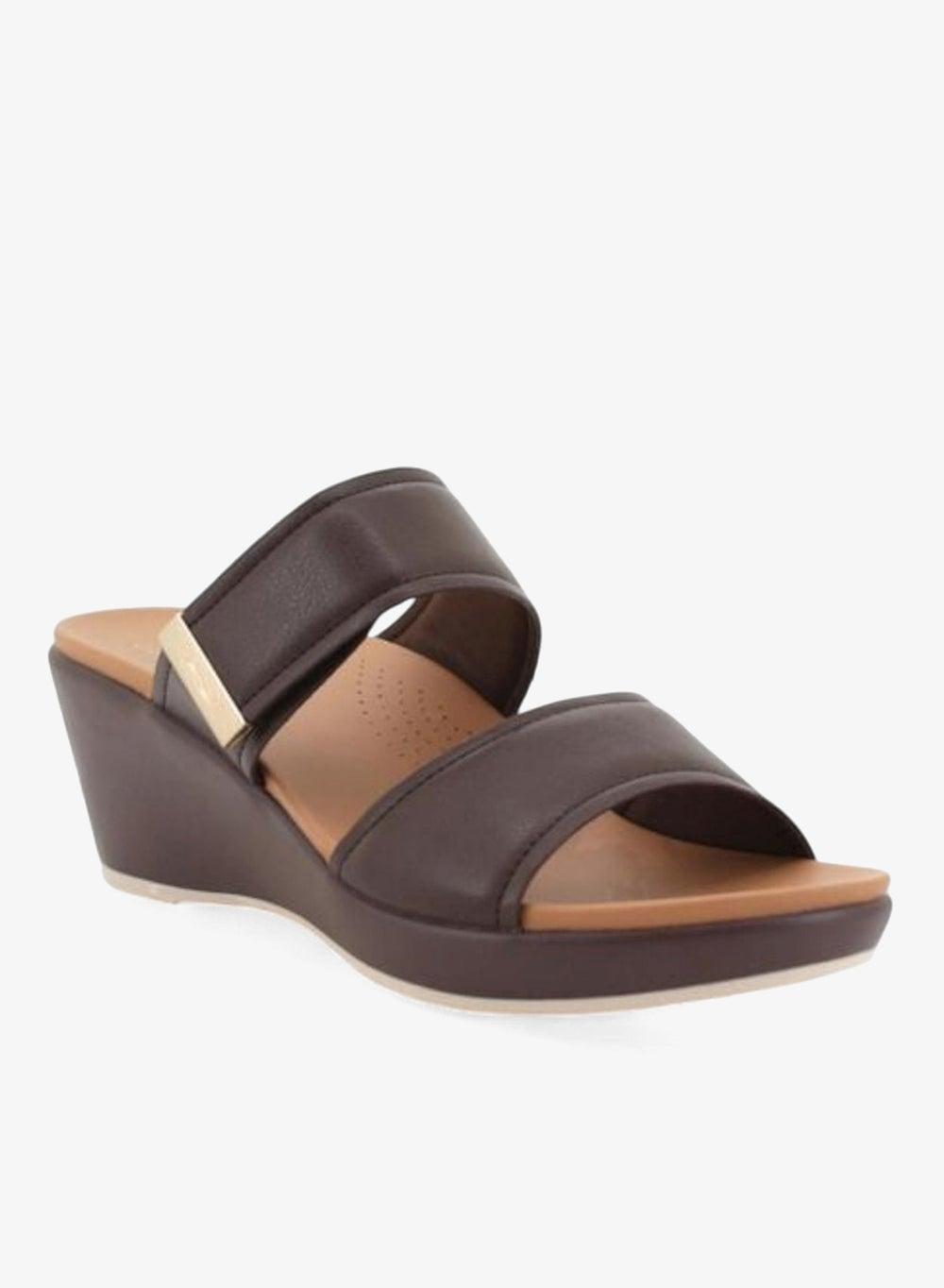 Elegant Cross-Strap Brown Wedge Sandal Bata - Image 1