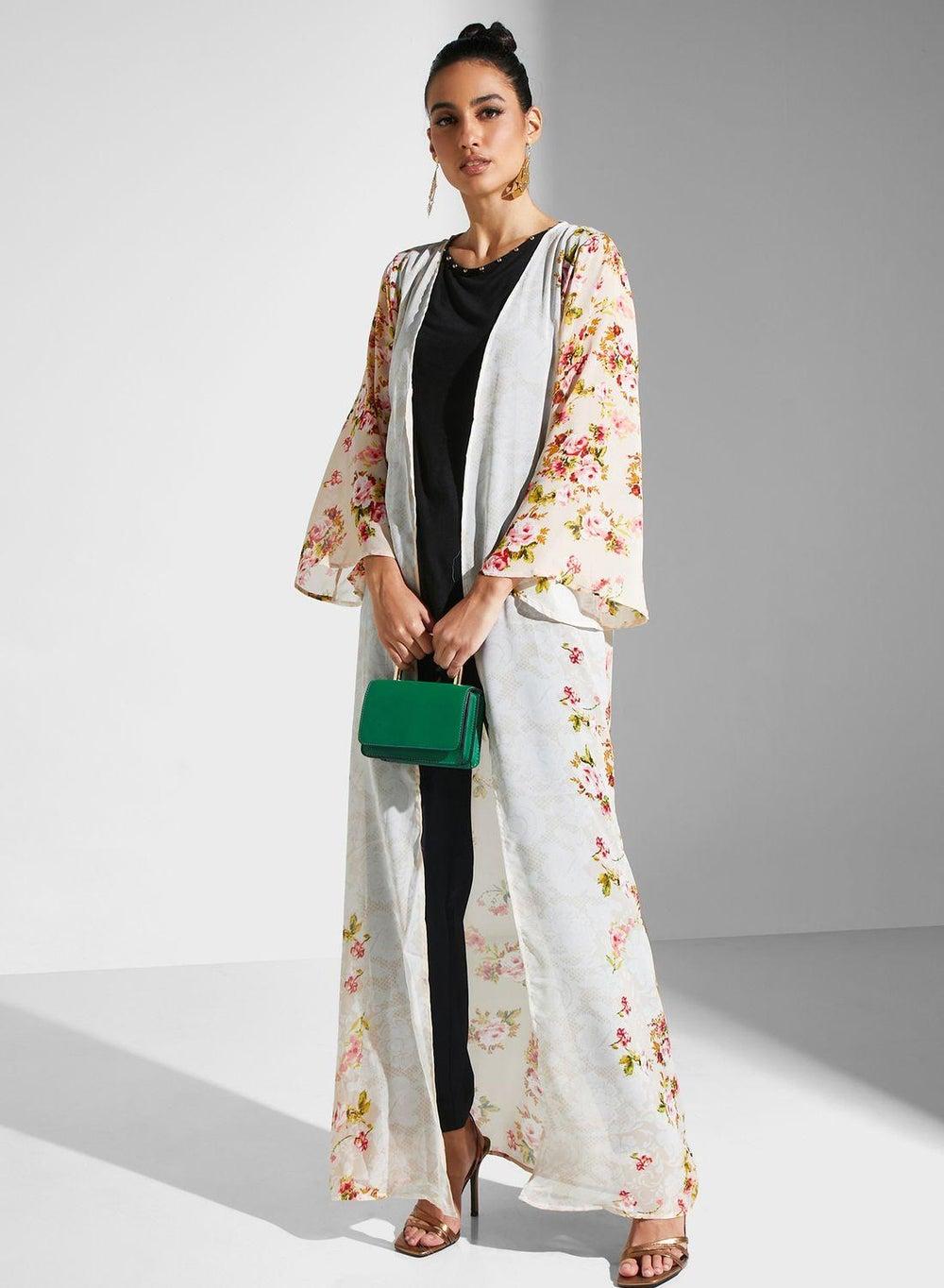 Floral Printed Longline Kimono Kaftan UAE - Image 1