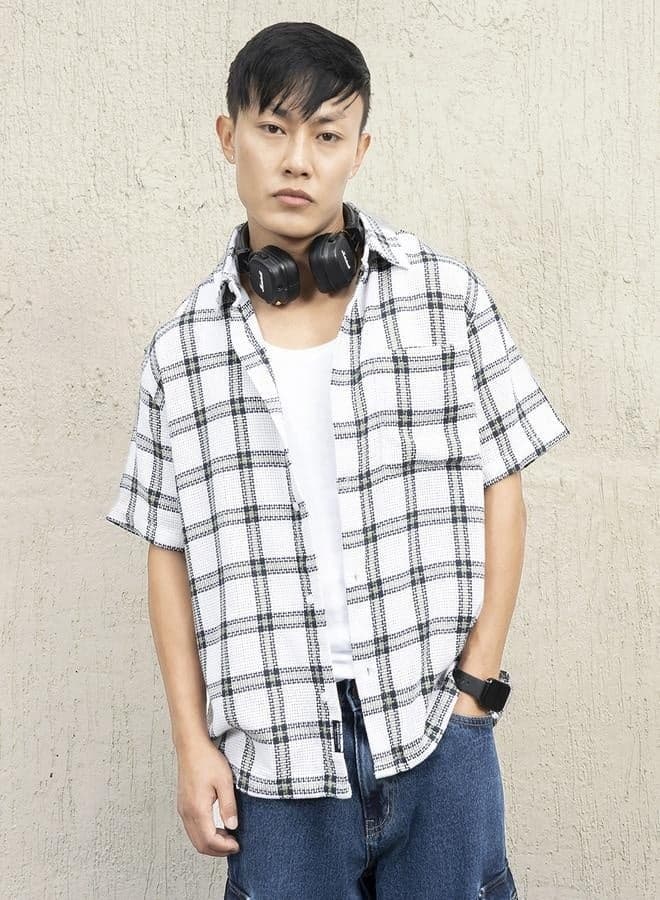 Multicolor Checkered Cotton-Poly Shirt for Men - Image 1