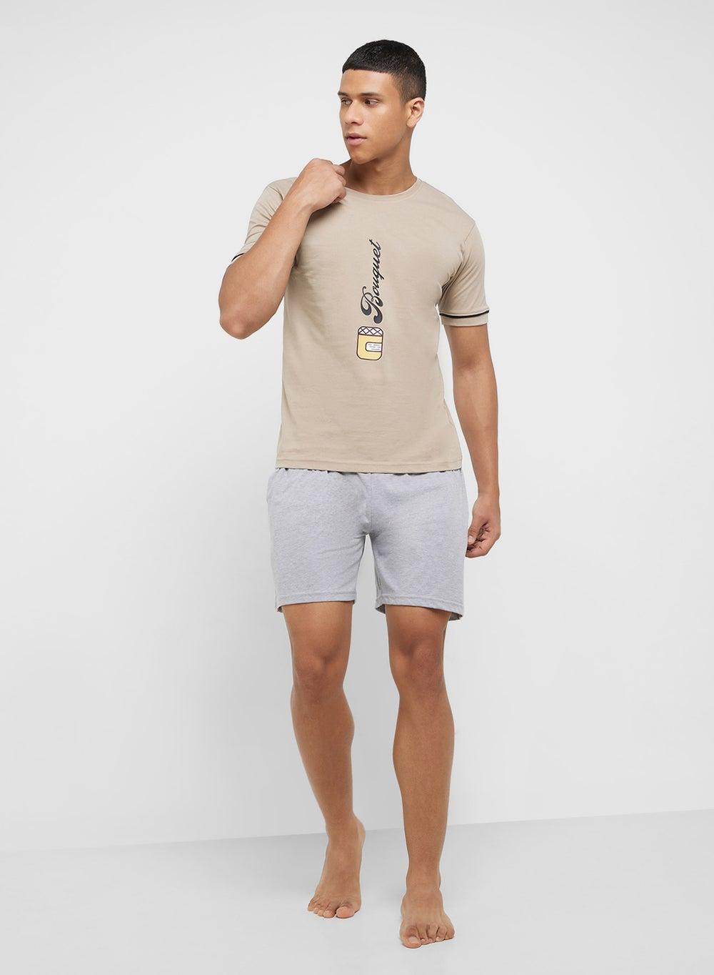 Adan Nw 38 Men’s Casual Nightwear T-Shirt Shorts Set - Image 1
