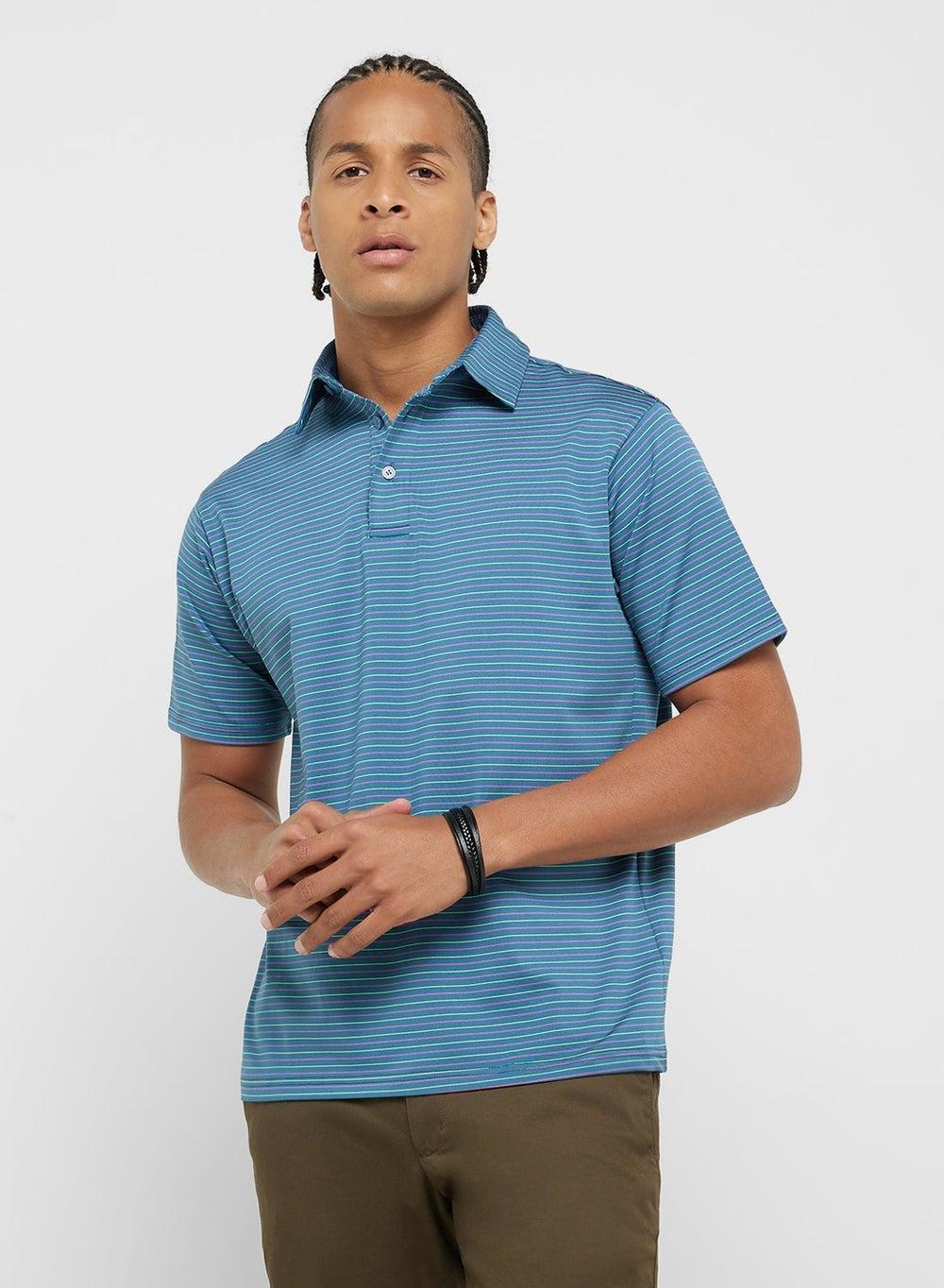 Striped Performance Polo T-Shirt for Men - Image 1
