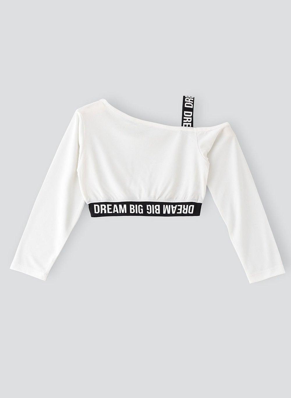 Girls Knit Crop Tee W205 with Contrast Elastic - Image 1