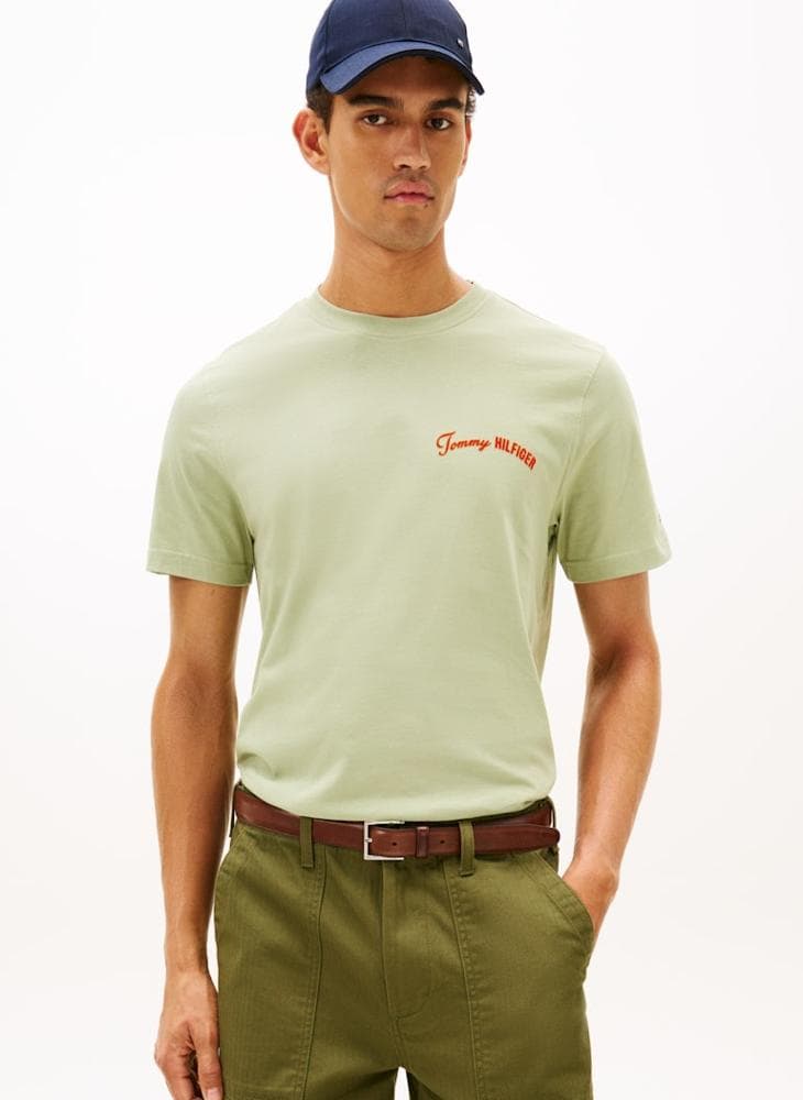 Tommy Hilfiger Back Logo Green Crew Neck T-Shirt MW0MW40004L9A - Image 1