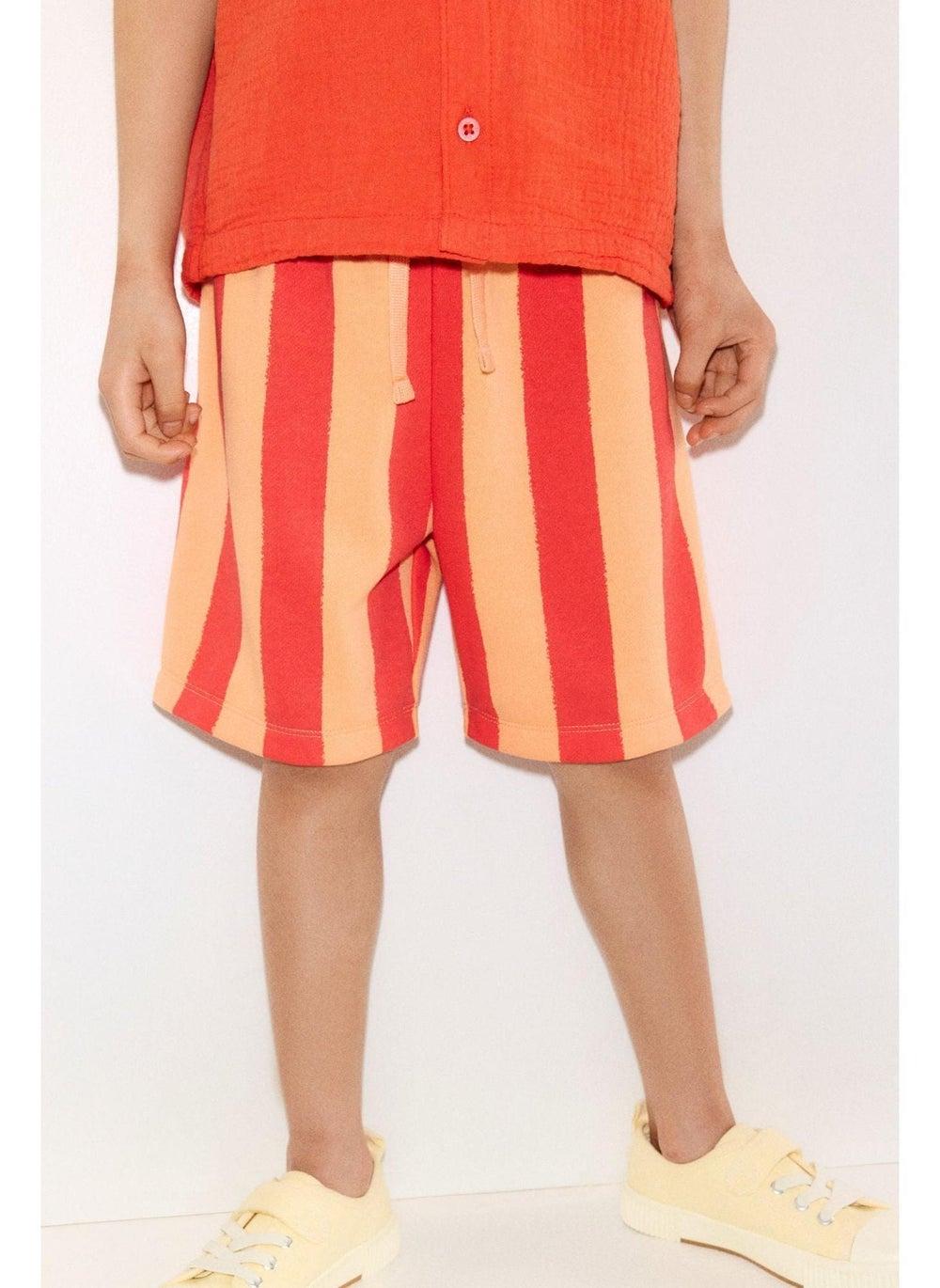 Orange Printed Sweatshorts Lightweight Boys Comfort Fit - Image 1