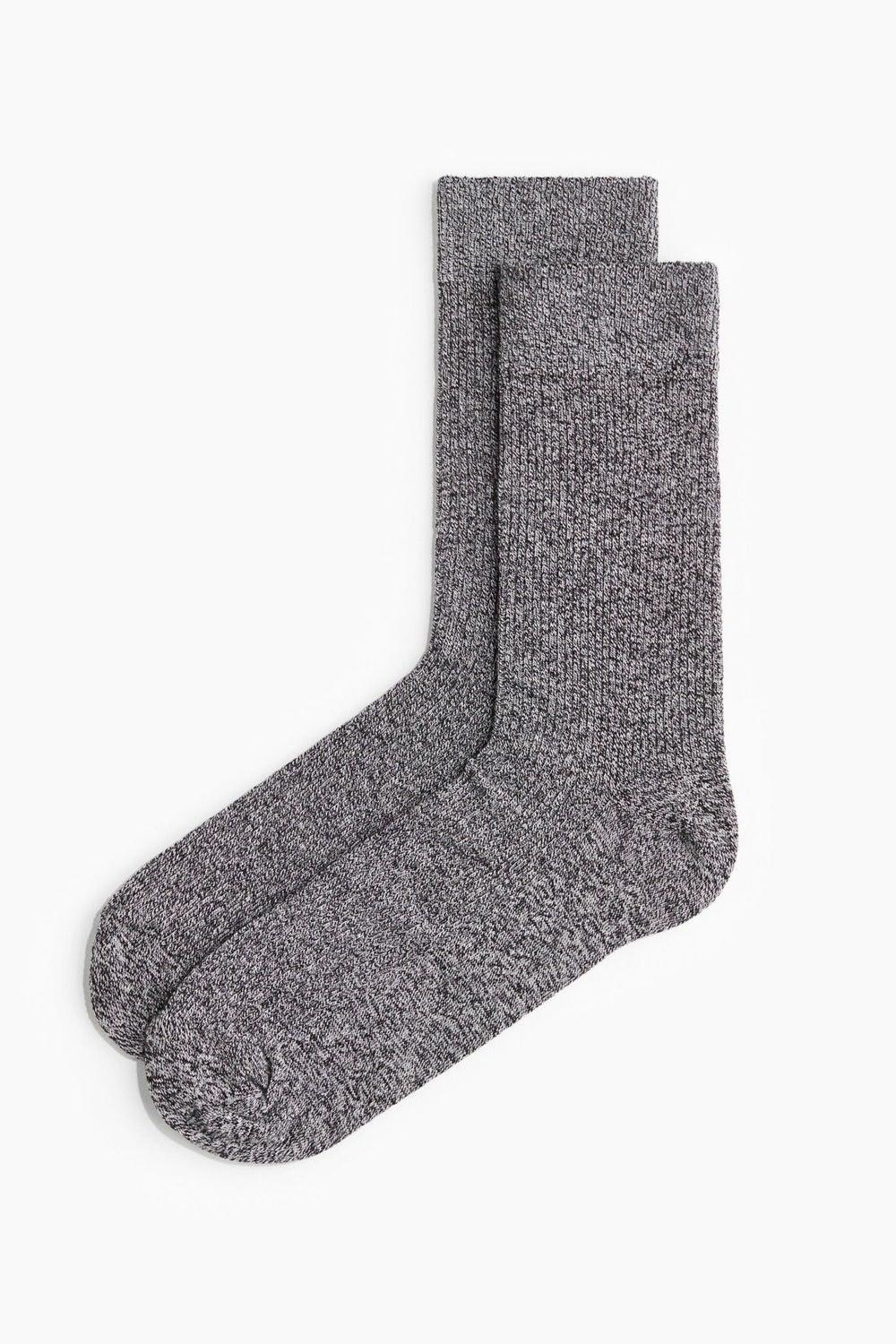 Men’s Premium Rib-Knit Cotton Socks Black - Image 1