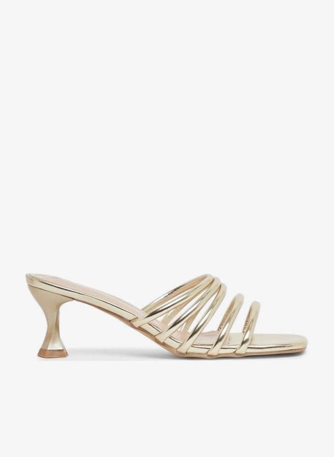 Gold Multi Strap Open Toe Kitten Heel Sandals 7011367812 - Image 1